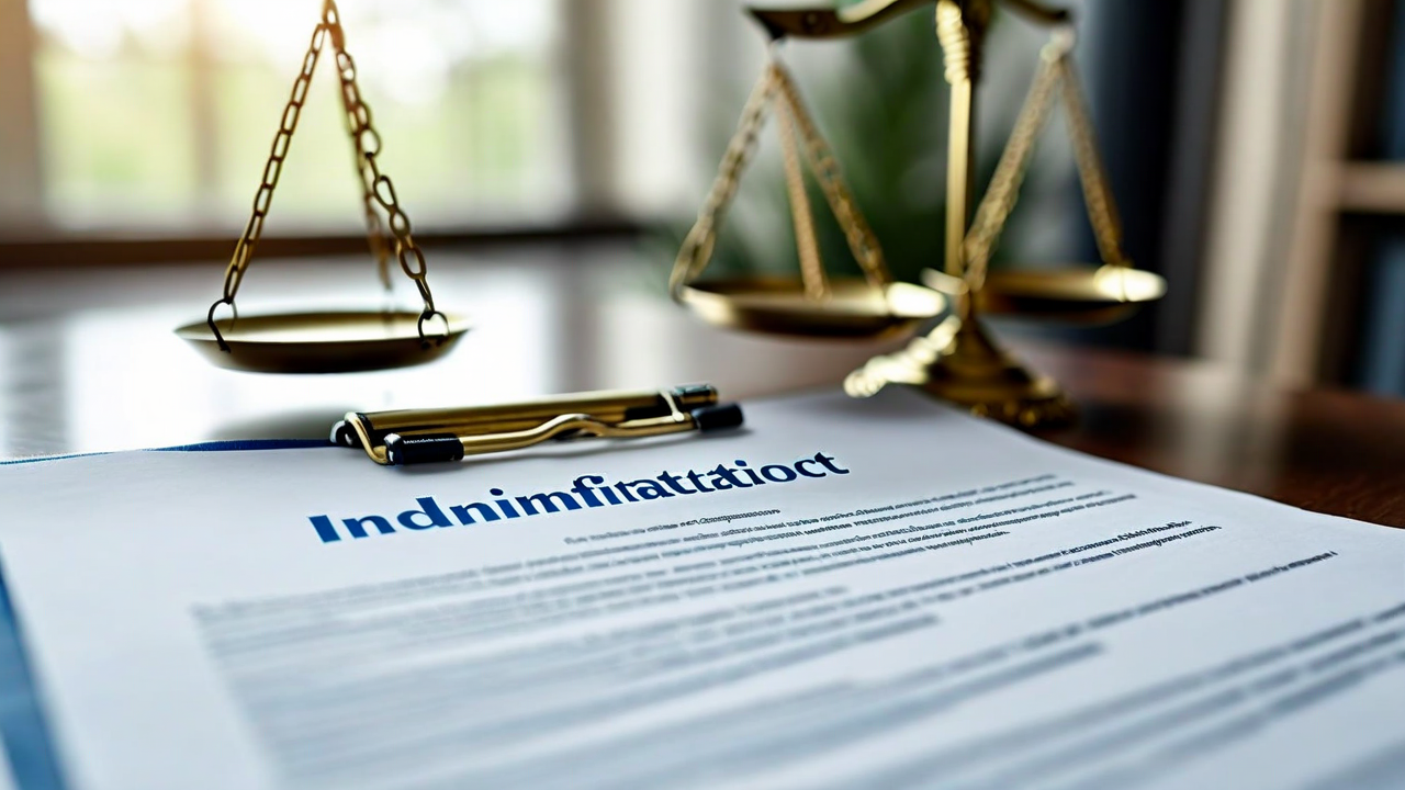 Legal contract indemnification clause analysis with risk allocation markup